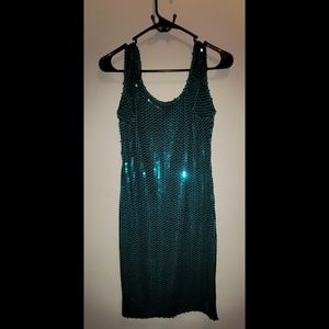 💚 Vintage Teal Green Sequin Party Dress 💚